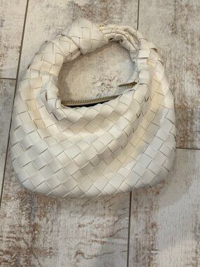 White Woven Mini Knot Bag